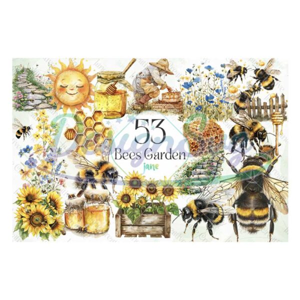bees-garden-sublimation-bundle-honey-bee-clipart-watercolor-bee-hive-png