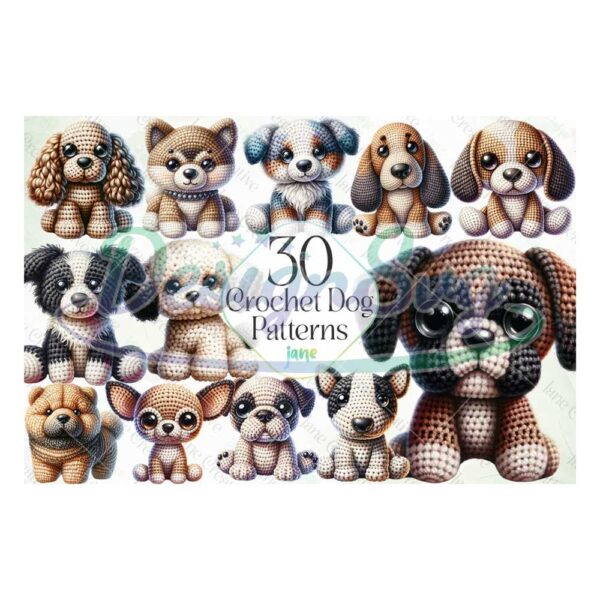 crochet-dog-patterns-sublimation-bundle-little-puppy-watercolor-clipart-animal-png