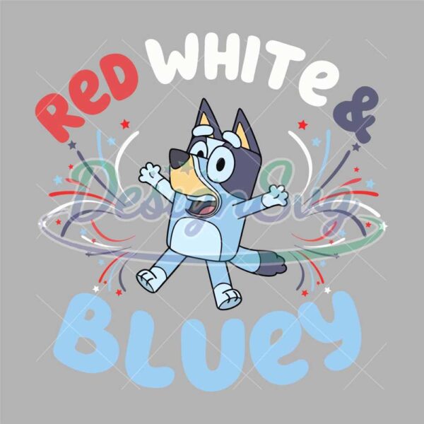 Red White And Bluey 4th Of July PNG
