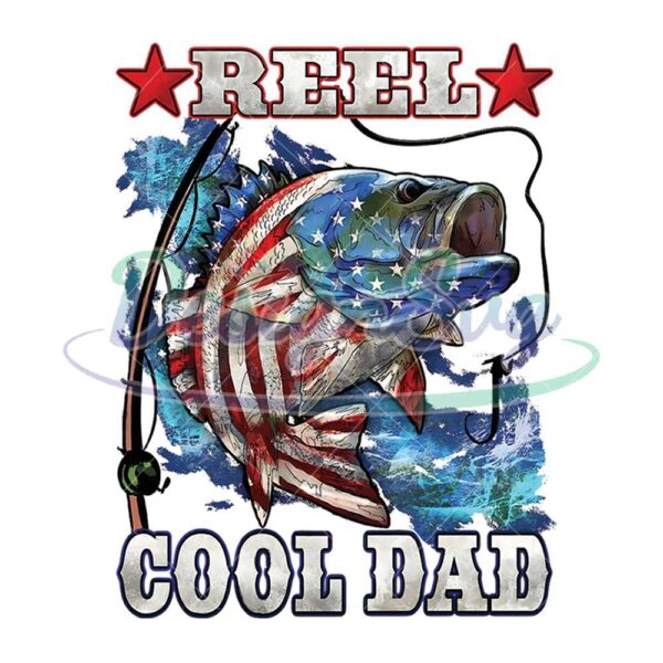 Reel Cool Dad American Flag Bass Png