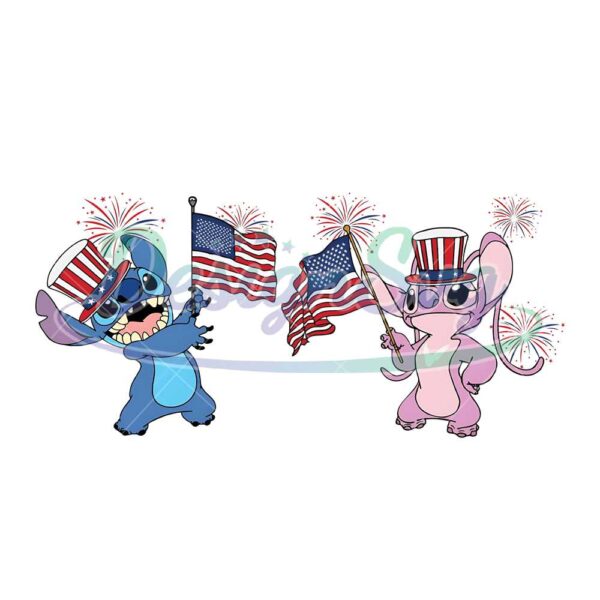 Stitch And Angel 4th Of July PNG