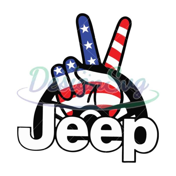 Peace Sign Hand American Flag Jeep SVG