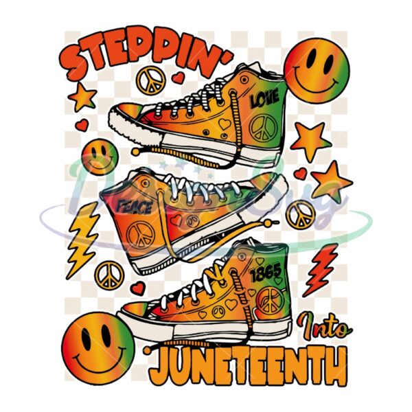 Steppin Into Juneteenth Shoes Design Png