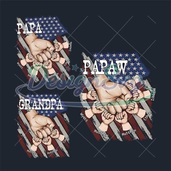 Father And Children American Flag Png