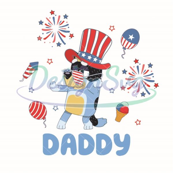 Happy 4th Of July Bluey Daddy Design PNG