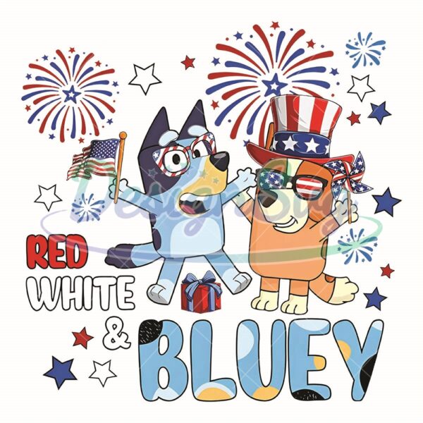 Red White And Bluey Happy 4th Of July Png