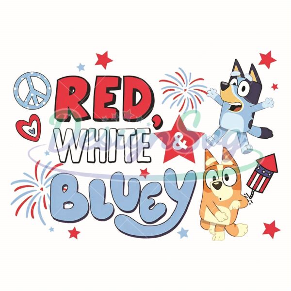Red White And Bluey 4th Of July Design Png