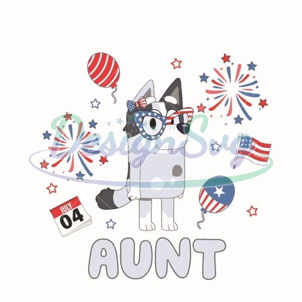 Bluey 4th Of July Aunt Sublimation Png
