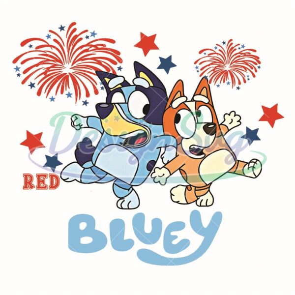 Bluey Red And Blue Firework Design Png