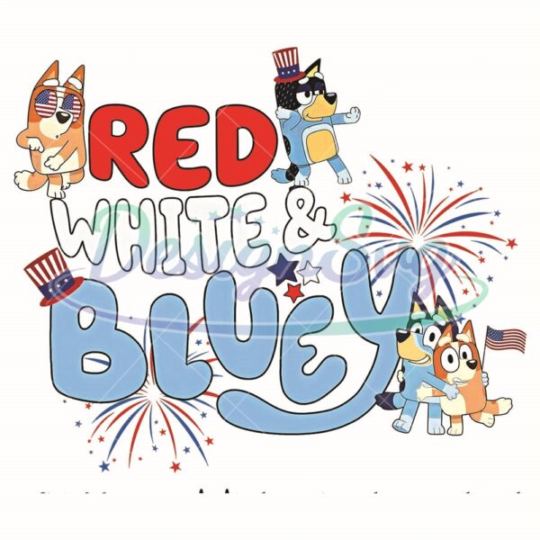 Red White And Bluey 4th Of July Png Design
