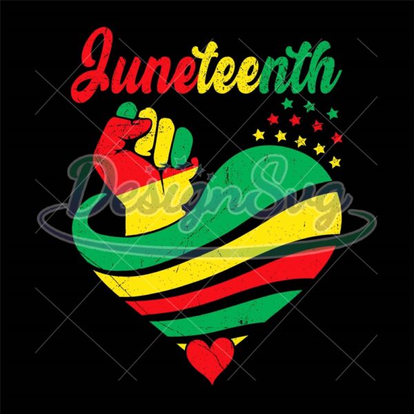 Juneteenth Heart Africa Fists Sublimation Png
