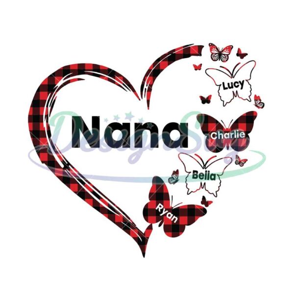 personalizable-nana-red-plaid-heart-butterflies-svg