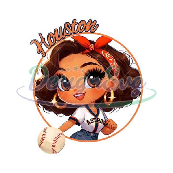 cartoon-girl-baseball-fan-astros-messy-bun-brown-hair-brown-eyes-retro-png-sublimation-digital-design-download-dtf-print