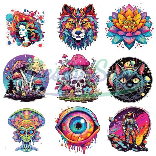psychedelic-sublimation-bundle-magic-mushrooms-png-psychedelic-png-decor-psychedelic-art-psychedelic-wall-art-png
