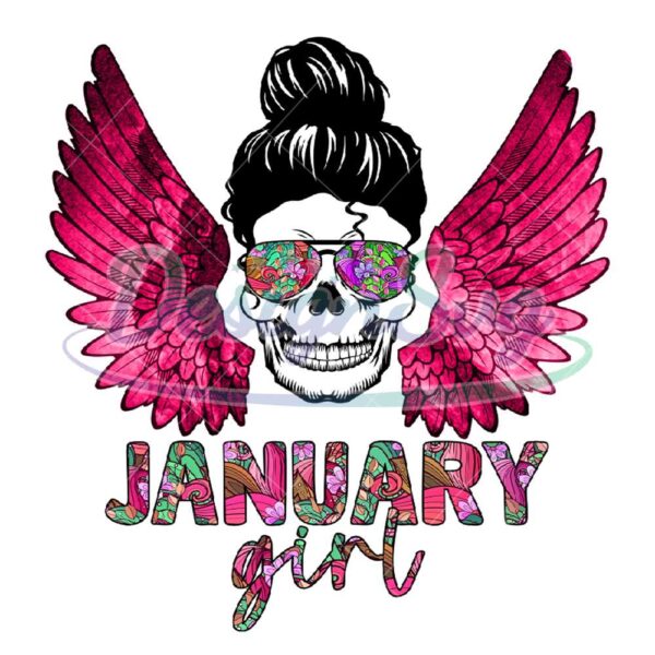 january-girl-messy-bun-skull-head-png