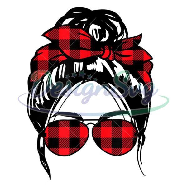 mom-life-messy-bun-hair-leopard-red-plaid-png