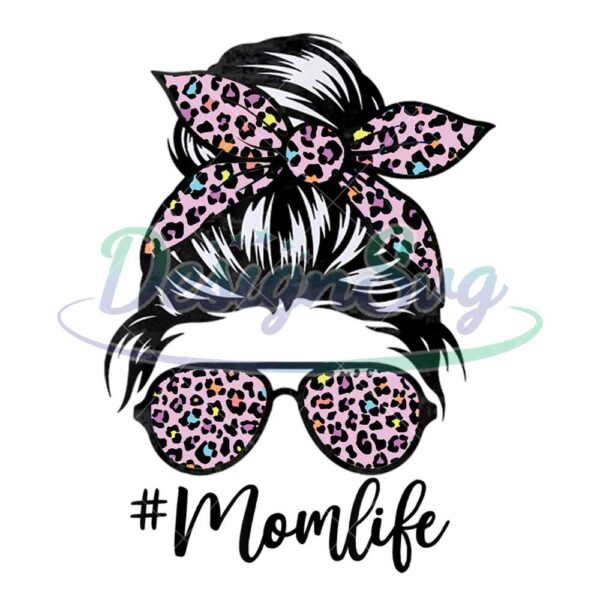 mom-life-pink-leopard-print-messy-bun-mother-day-png