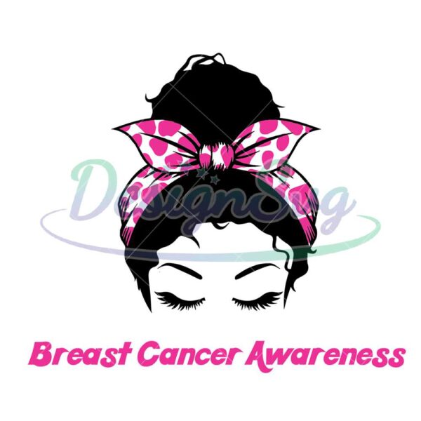 breast-cancer-awareness-messy-bun-girl-png