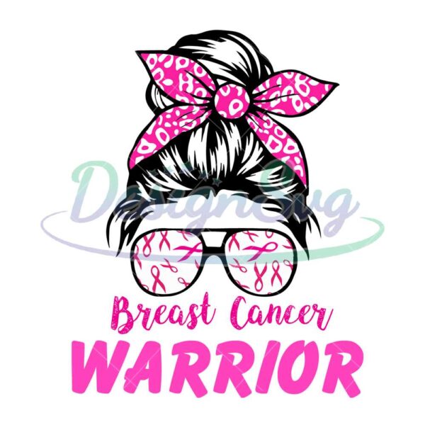 breast-cancer-warrior-messy-bun-girl-png