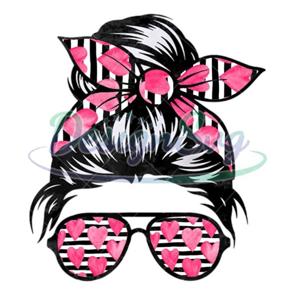 breast-cancer-messy-bun-girl-png