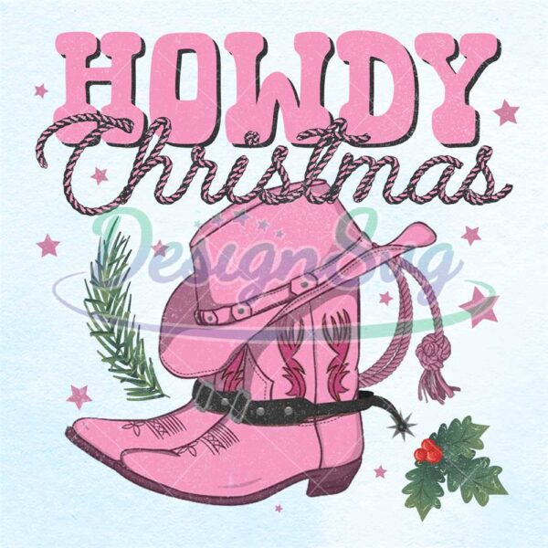 howdy-christmas-western-pink-boots-and-hat-png