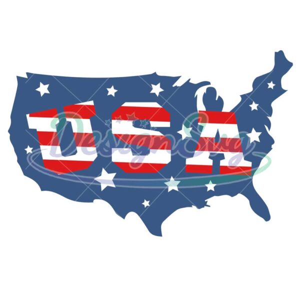 USA Red White And Blue Map SVG