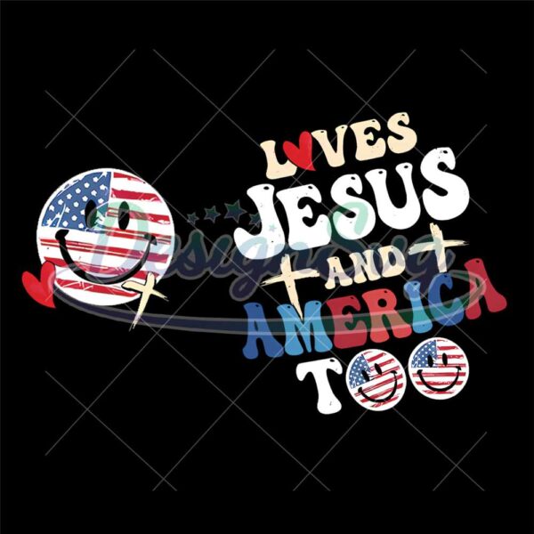 Loves Jesus And America Too Patriotic Face Png