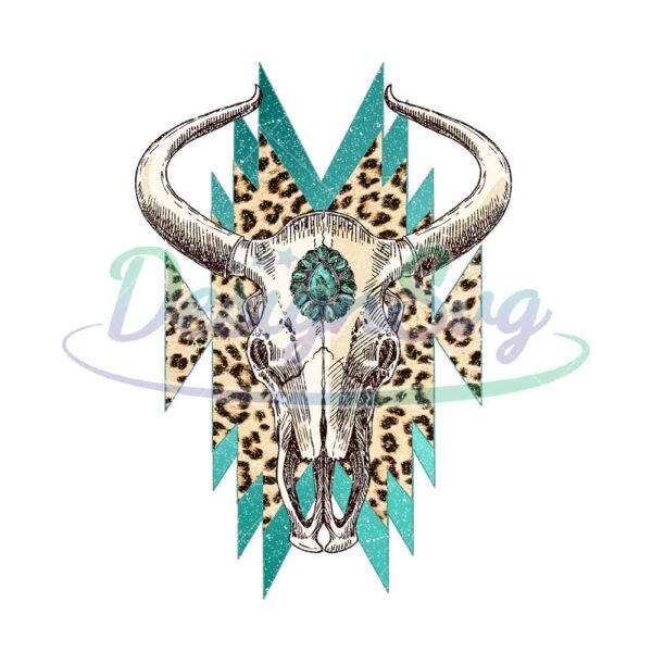 leopard-print-aztec-bull-skull-png