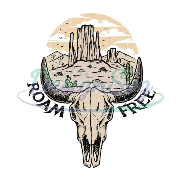 roam-free-desert-theme-cow-skull-png