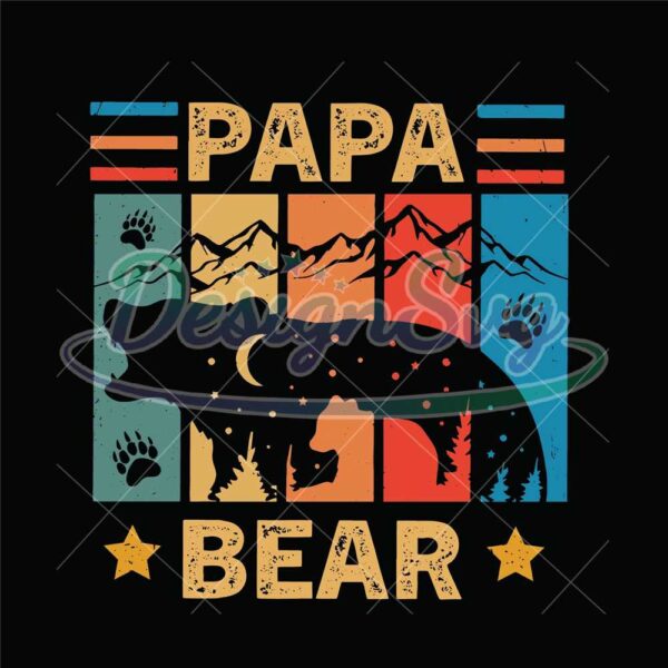 Papa Bear Father And Son Vintage Svg