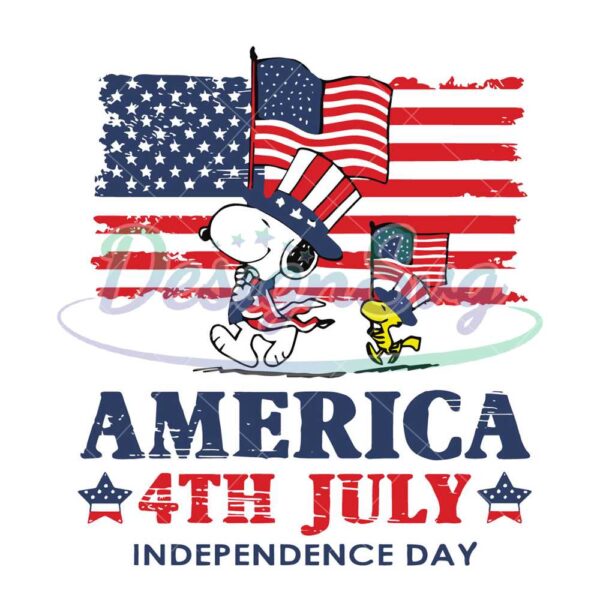 America 4th Of July Snoopy and Woodstock Svg