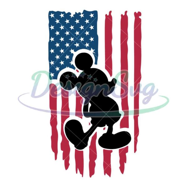 Mickey Distressed American Flag Svg
