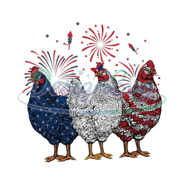 Retro American Chicken 4th Of July Png