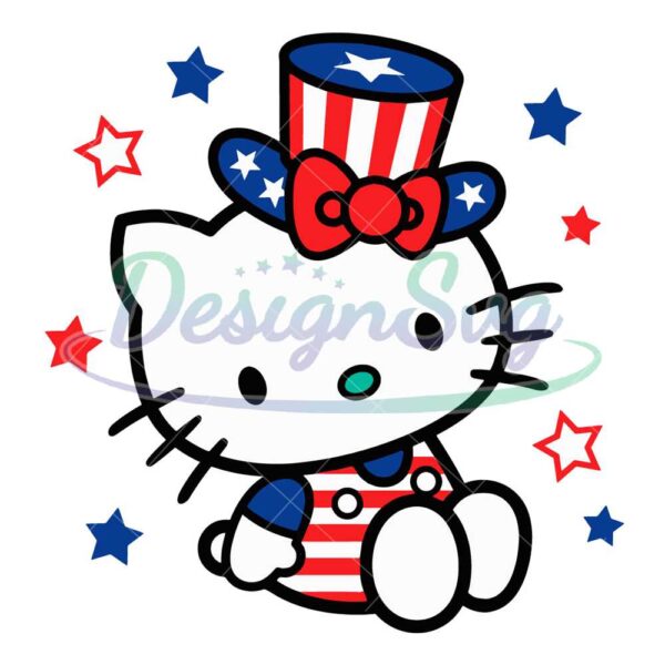 Patriotic Hello Kitty American Flag Svg