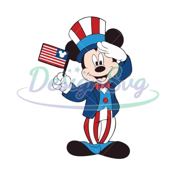 Mickey Mouse With US Flag SVG