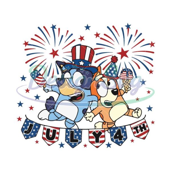 Red White Bluey Happy 4th Of July SVG