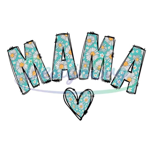 mama-blue-daisy-floral-print-png