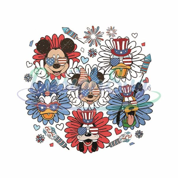 Disney 4th Of July Sunflower Mickey And Friends Png