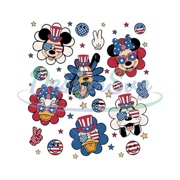 Retro Mickey And Friends 4th Of July PNG