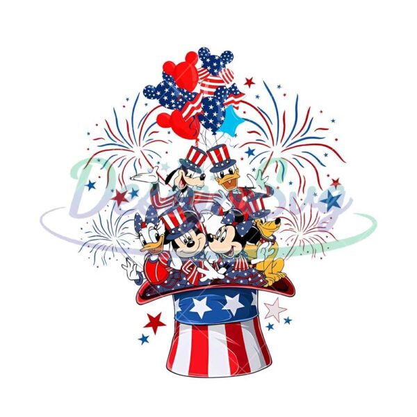 Disney Mickey And Friends Happy 4th Of July PNG