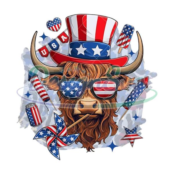 Highland Cow 4th Of July Png
