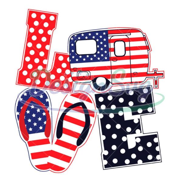 4th Of July Love Bus Camping Svg