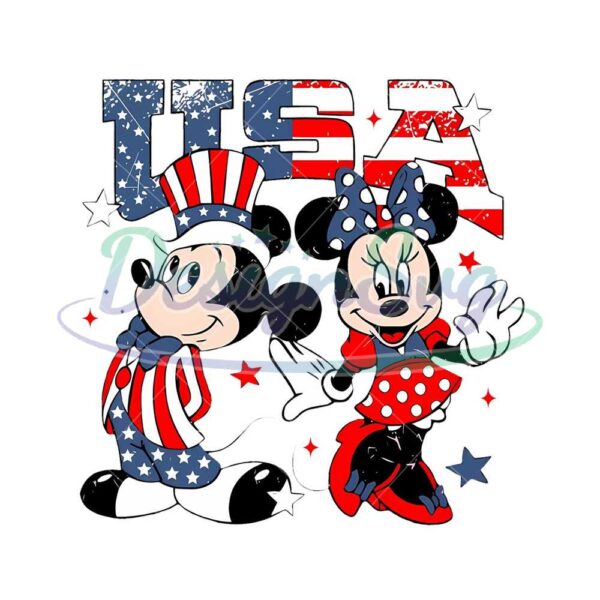 Mickey And Minnie 4th Of July Stripes Png