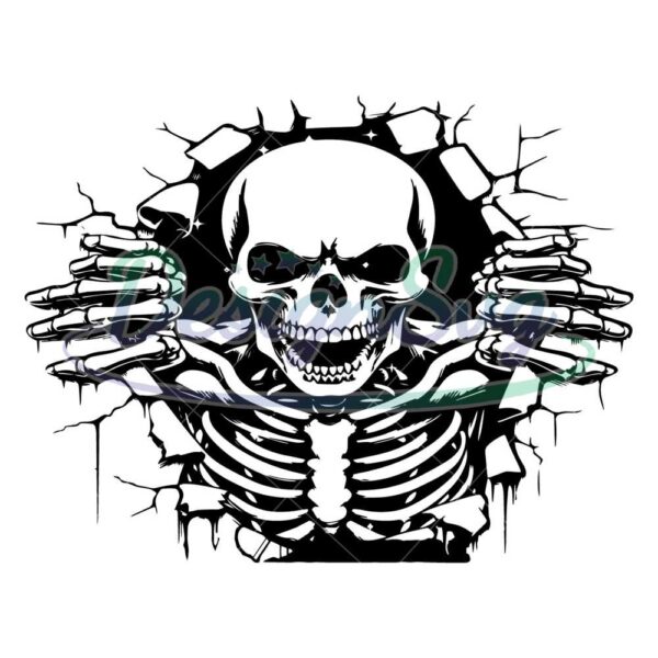 skull-in-the-wall-svg-vector-plasma-metal-art-skeleton-bones-sugar-skull-cricut-silhouette