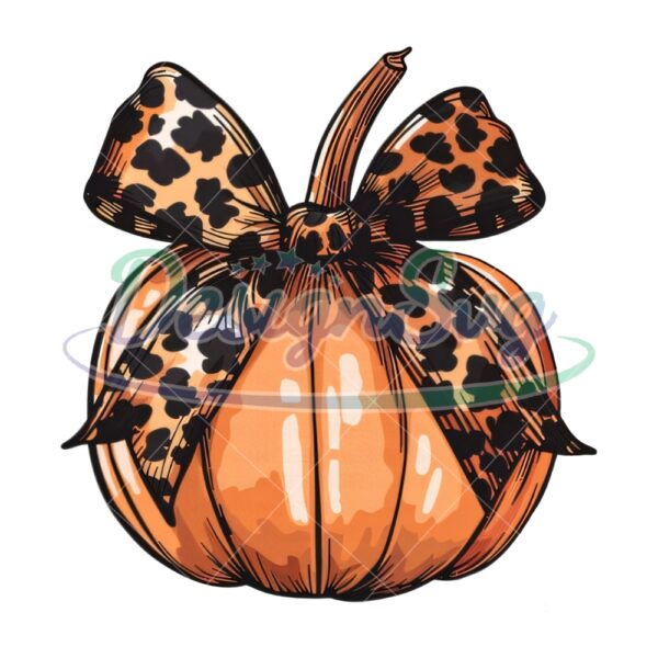 Pumpkin Coquette Bow Cheetah Png