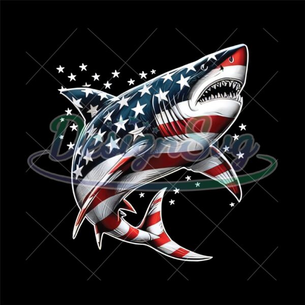 Shark American Flag Png Sublimation