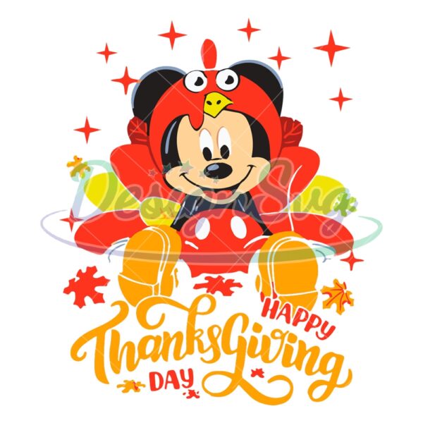 Happy Thanksgiving Day Mickey Turkey Svg