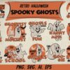 Retro Halloween Spooky Ghost Bundle SVG