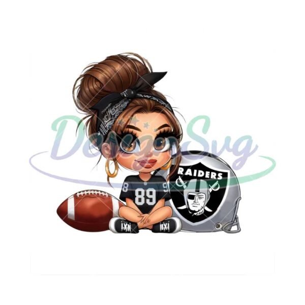 cartoon-girl-football-fan-raiders-brown-hair-brown-eyes-png-sublimation-digital-design-download-dtf-print-1