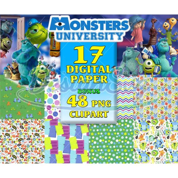 17-monsters-university-digital-paper-blue-green-paper-monster-inc-mike-and-sulley-boo-birthday-party-png